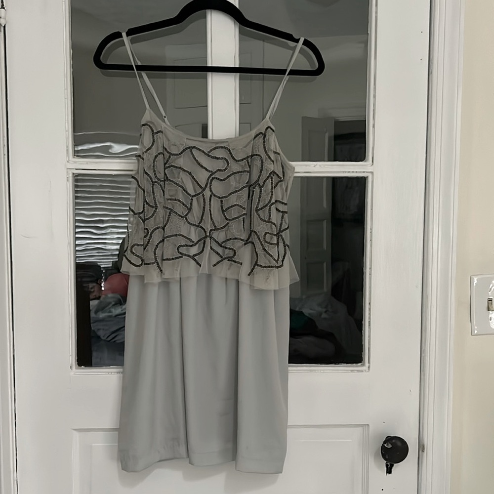 Silence + Noise beaded silver mini dress size M